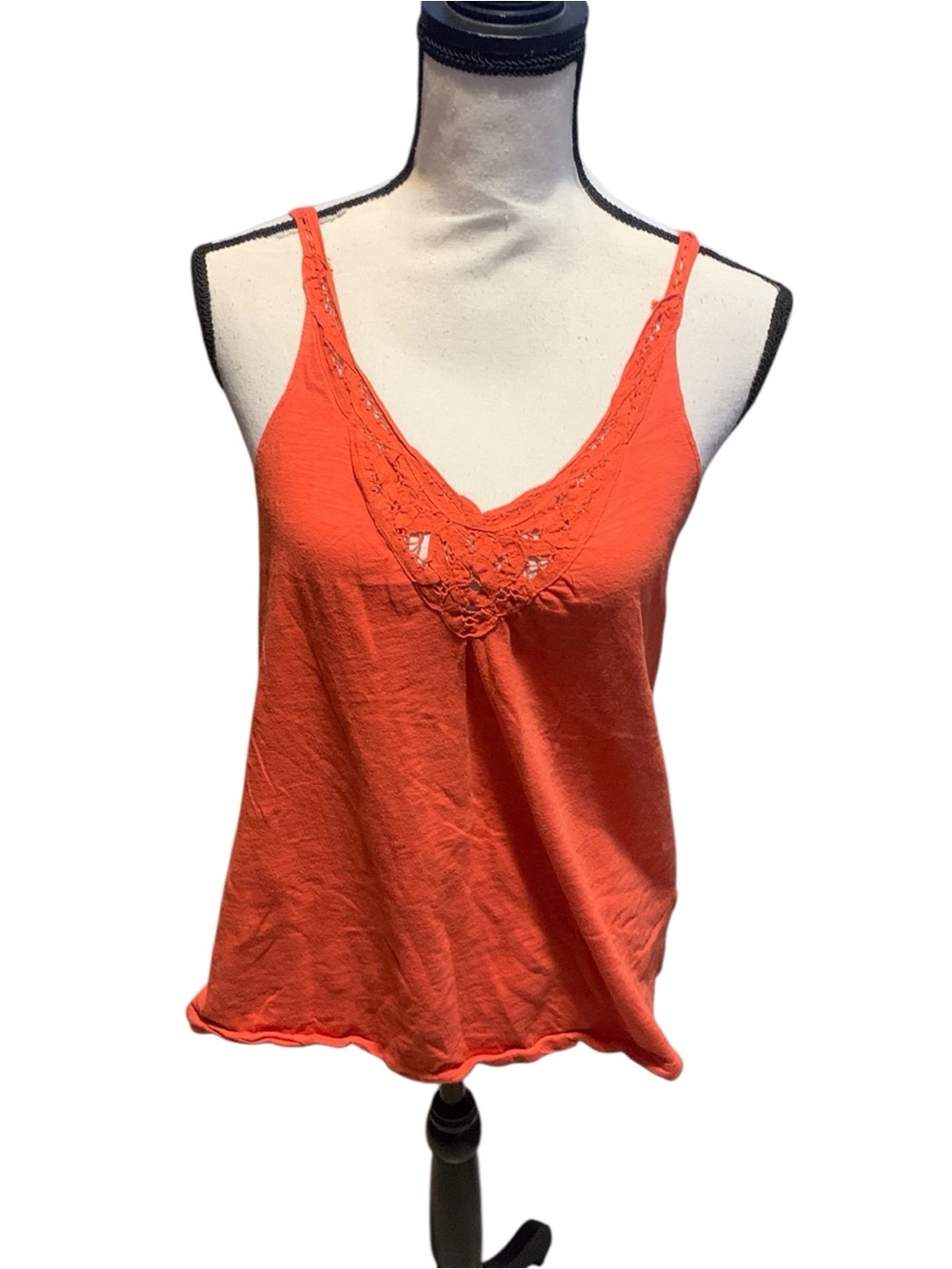 Banana Republic Orange Cottom Lace Straps V-Neck Tank Top